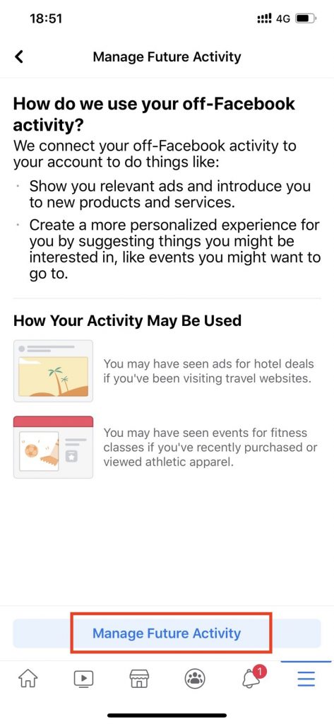 Off Facebook Activity กิจกรรมภายนอกเฟซบุ๊ก Clear History ลบข้อมูล